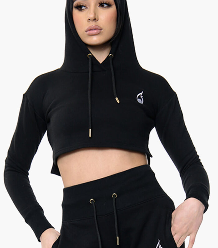 Vista Cropped Hoodie - Black
