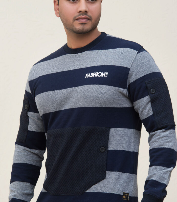 FASHIONi Sweatshirt Navy & Grey String