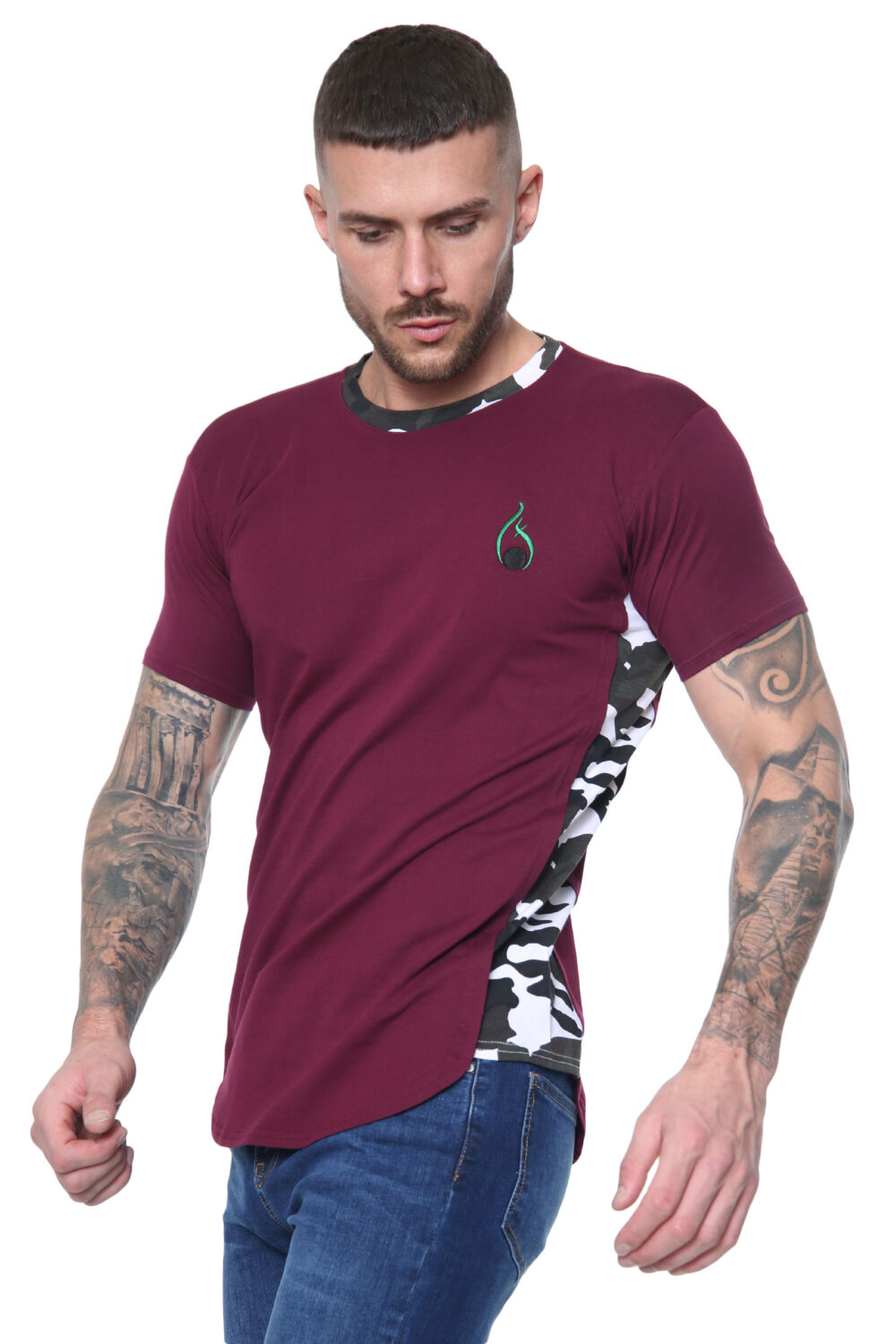Prestige Tee – Burgundy/Camo
