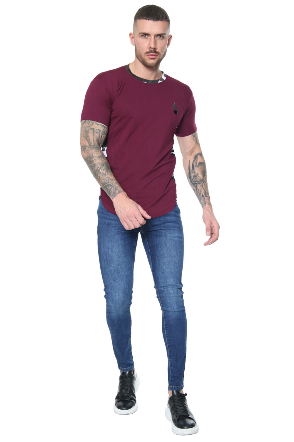Prestige Tee – Burgundy/Camo - Image 2