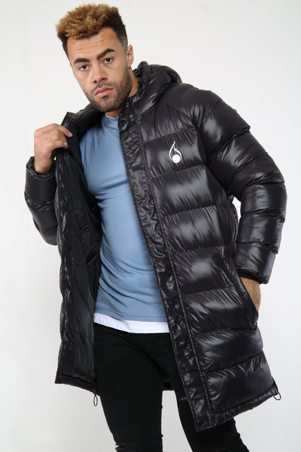FASHIONi Long Black Puffer Jacket - Image 2