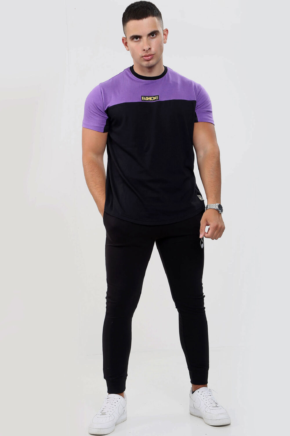 FASHIONi Dominant T-Shirt Black & Orchid