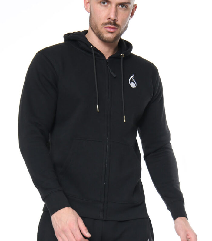 Signature Zipper Hoodie – Black