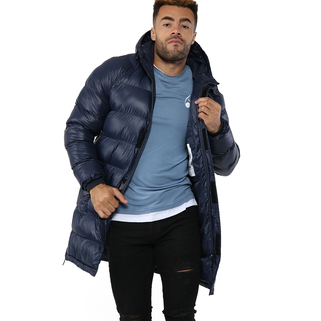 FASHIONi Long Blue Puffer Jacket - Image 2