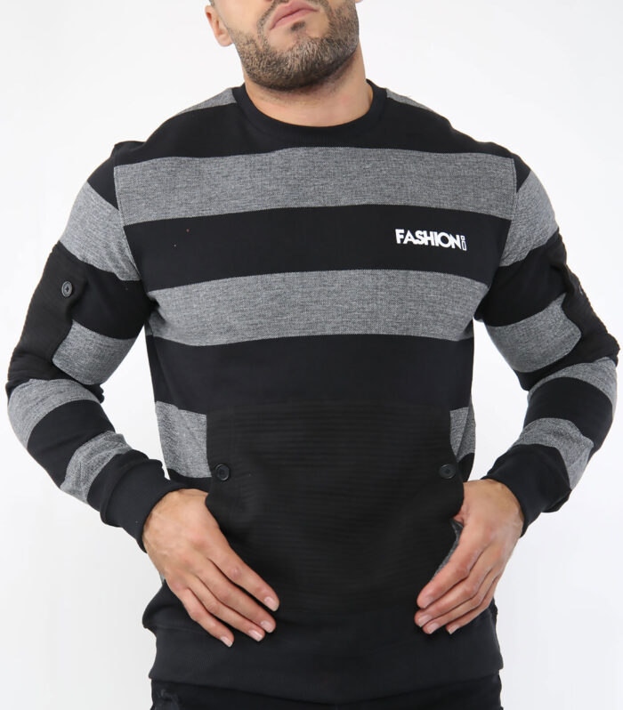FASHIONi Sweatshirt Black & Grey String