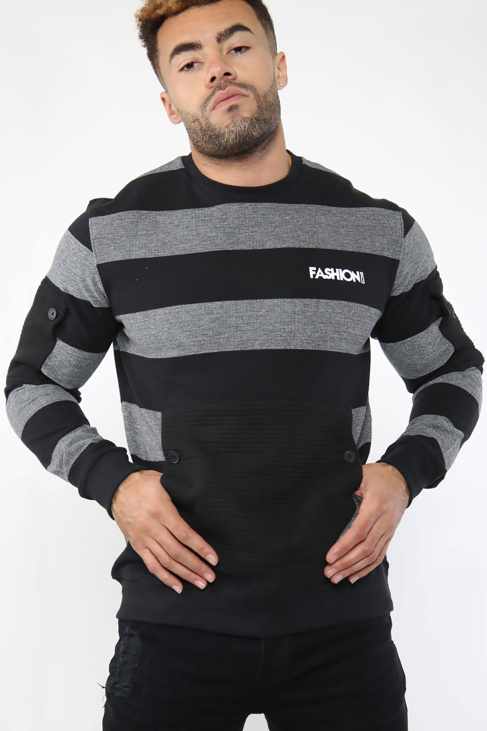 FASHIONi Sweatshirt Black & Grey String