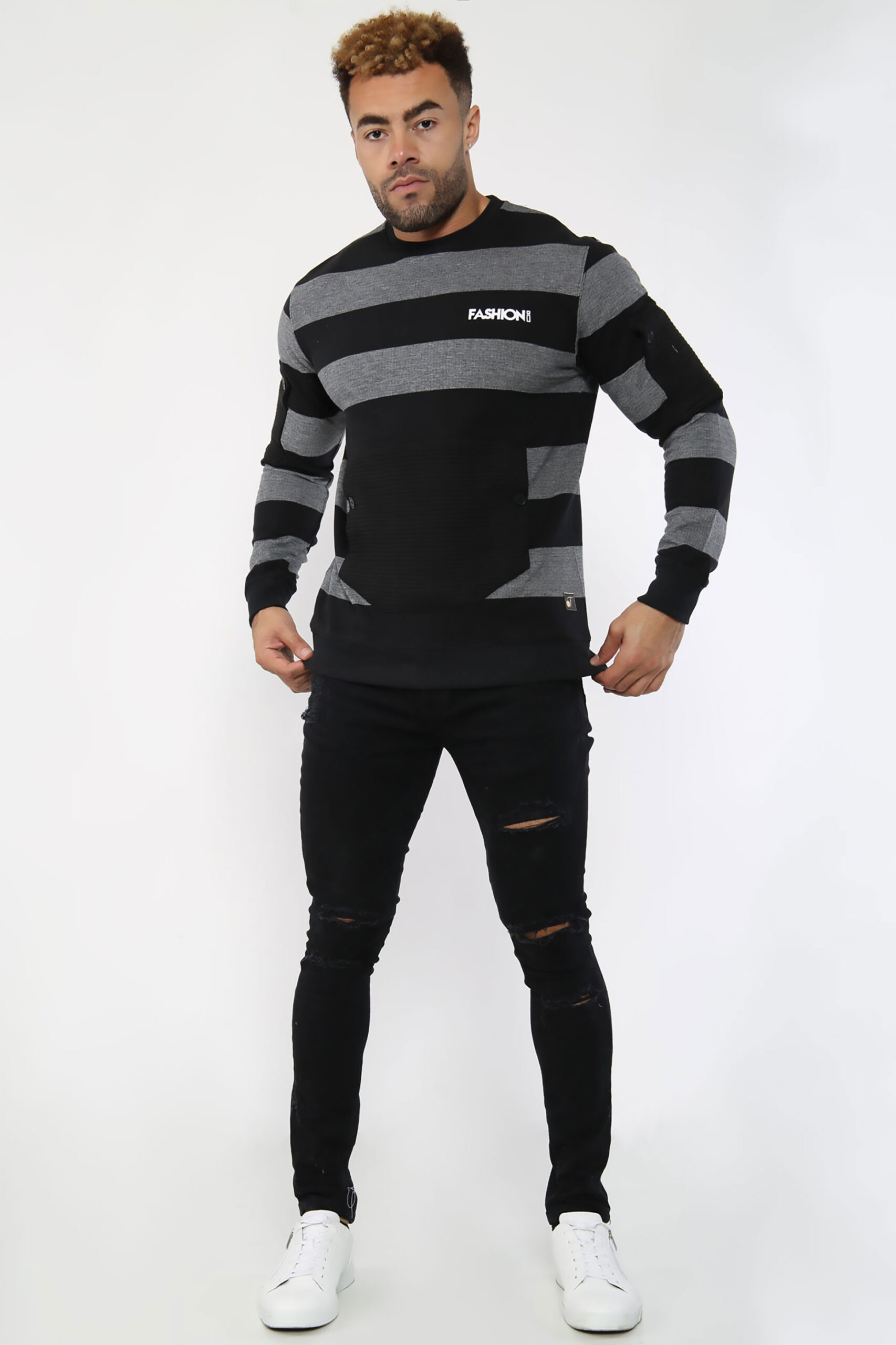FASHIONi Sweatshirt Black & Grey String - Image 3