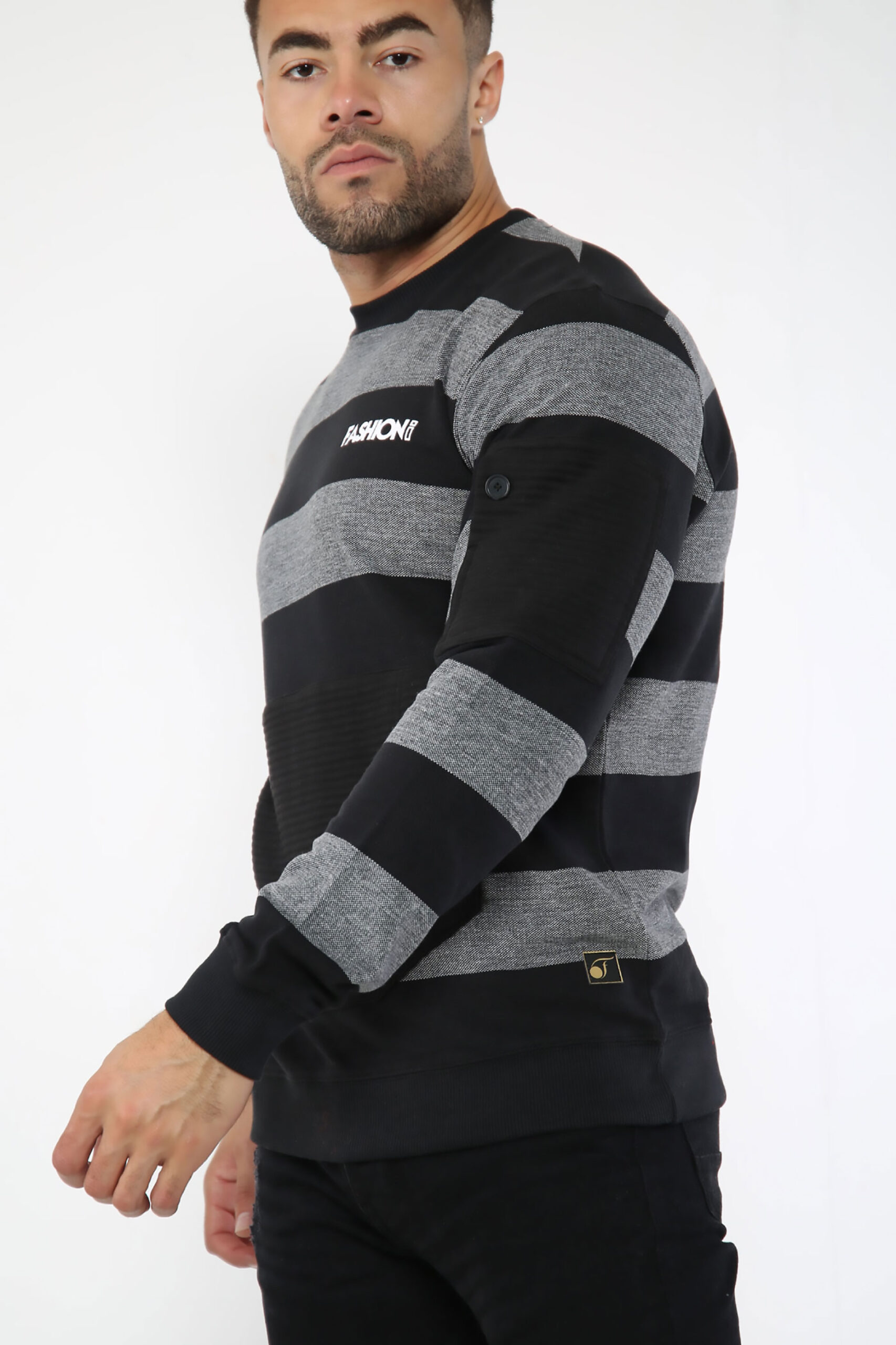 FASHIONi Sweatshirt Black & Grey String - Image 2