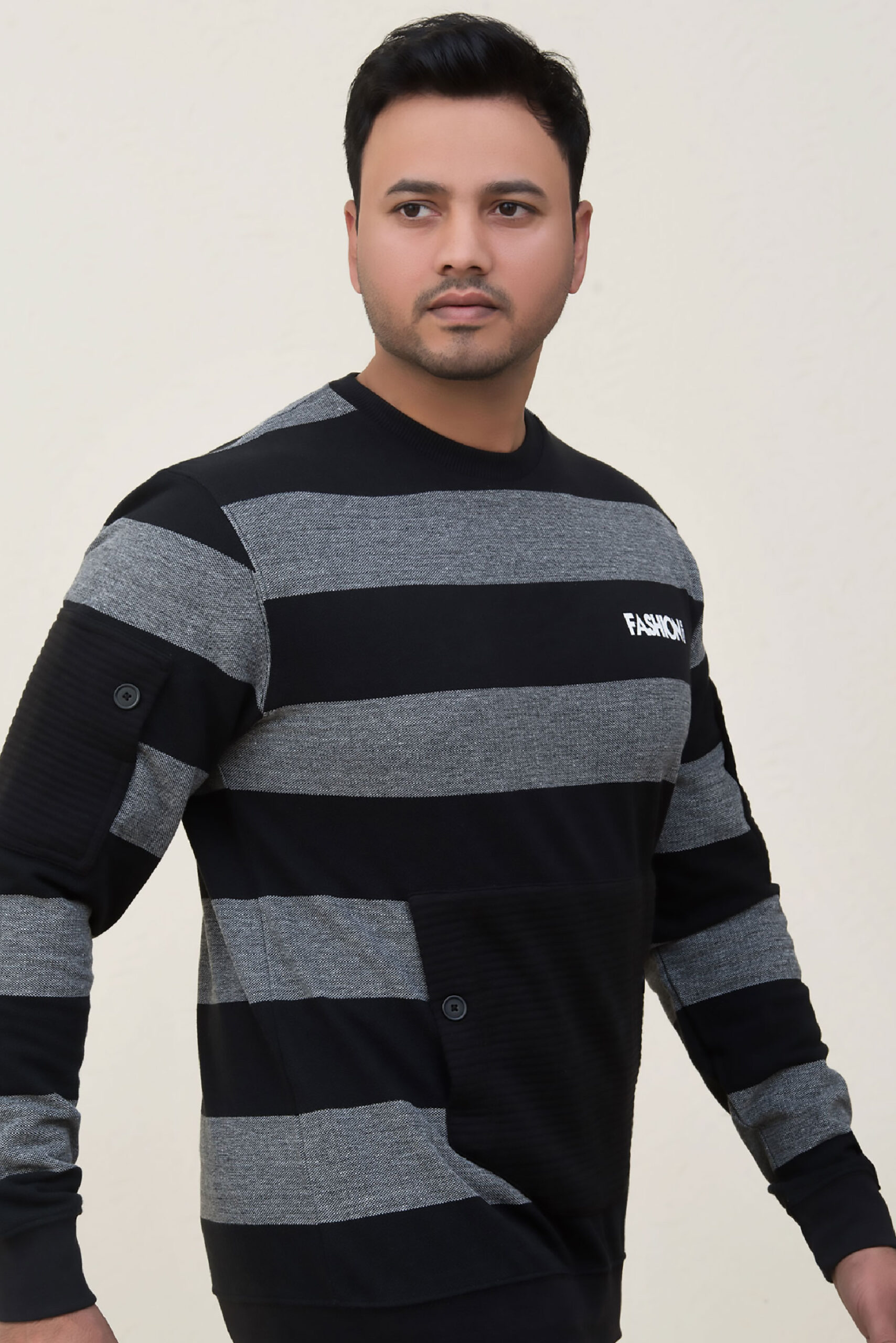 FASHIONi Sweatshirt Navy & Grey String - Image 4