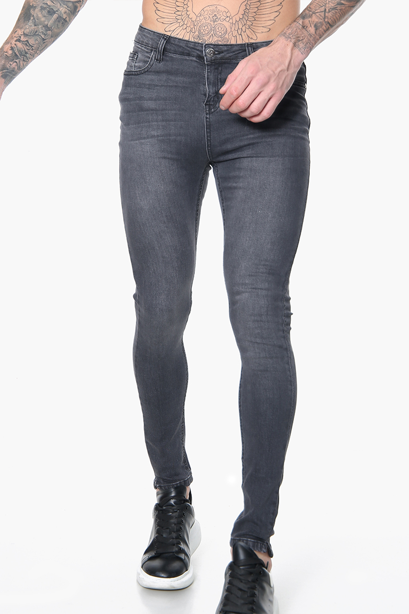 FASHIONi Plain Charcoal Skinny Jeans - Image 2