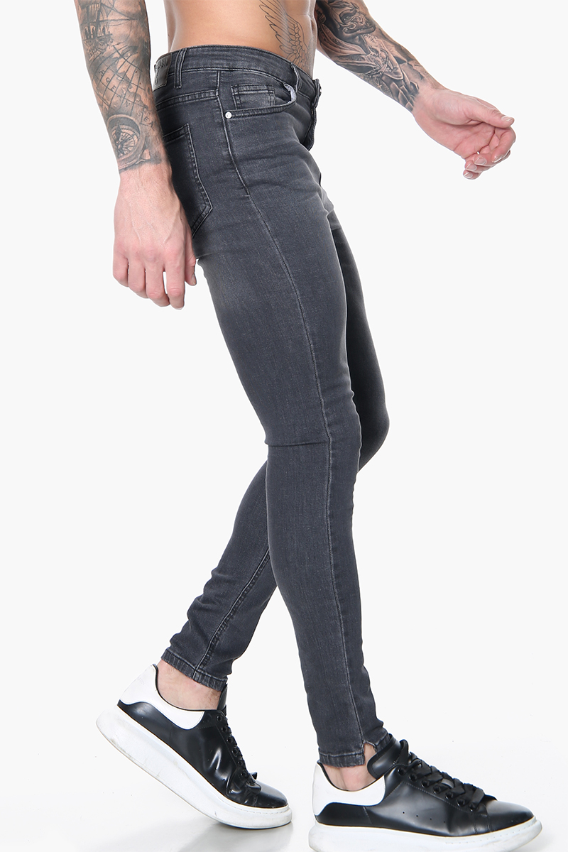 FASHIONi Plain Charcoal Skinny Jeans - Image 3