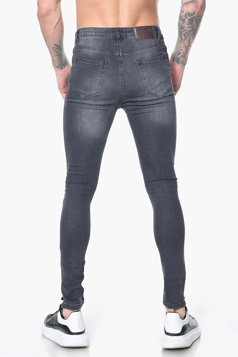 FASHIONi Ripped Charcoal Skinny Jeans - Image 3