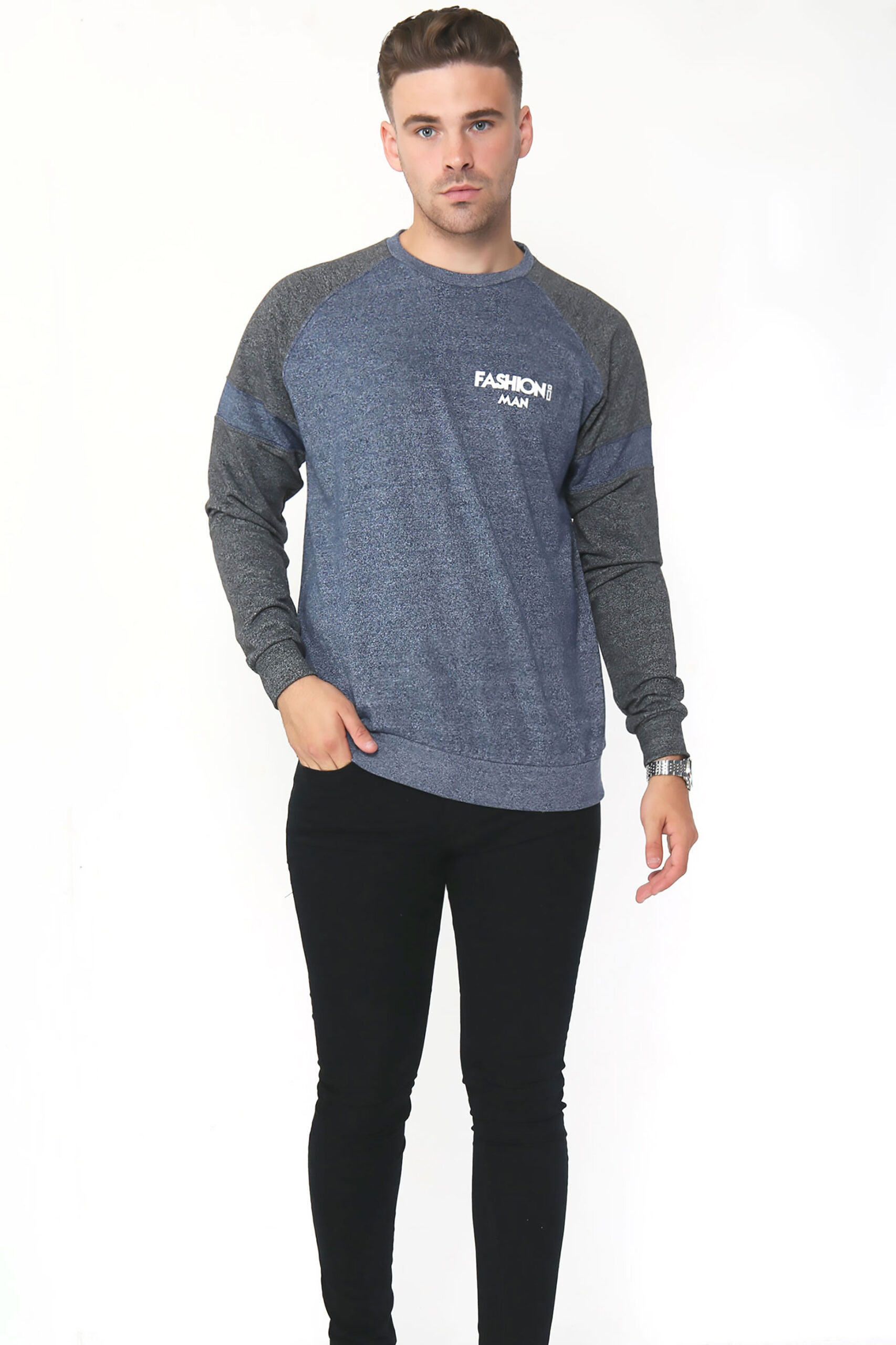 Royal French Sweatshirt Navy & Charcoal - Image 3