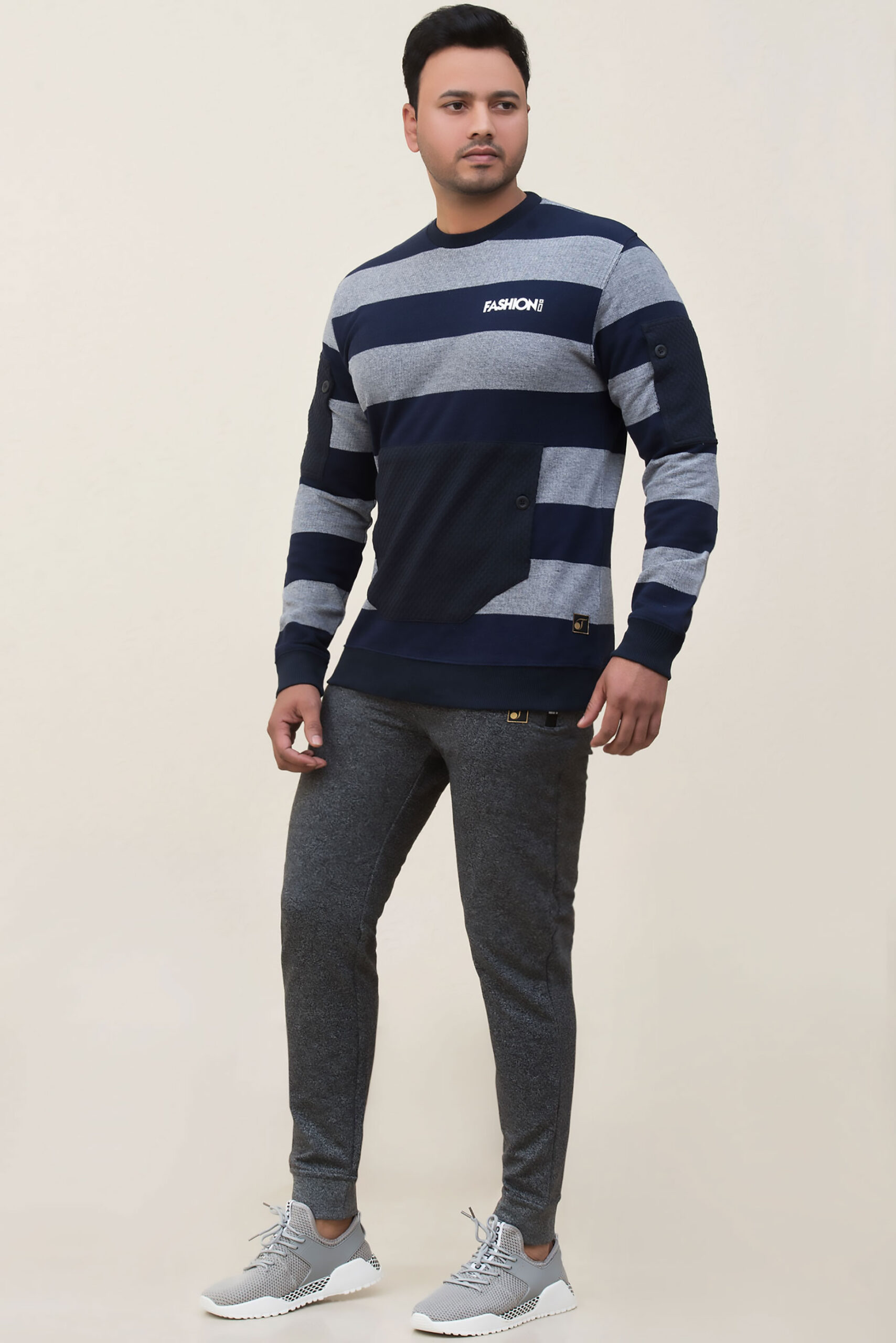 FASHIONi Sweatshirt Navy & Grey String - Image 3
