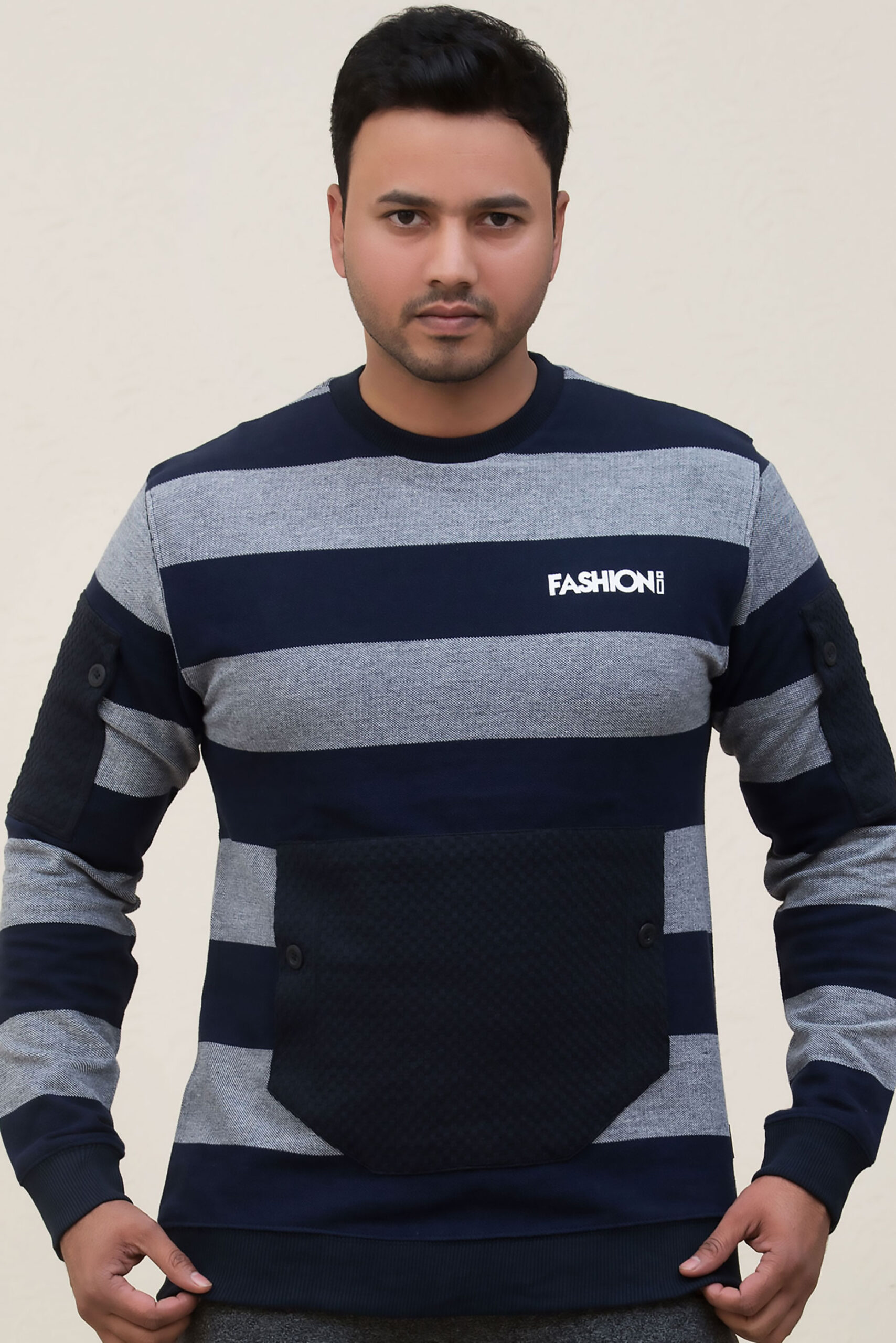 FASHIONi Sweatshirt Navy & Grey String - Image 2