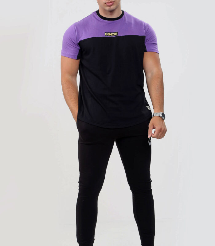 FASHIONi Dominant T-Shirt Black & Orchid