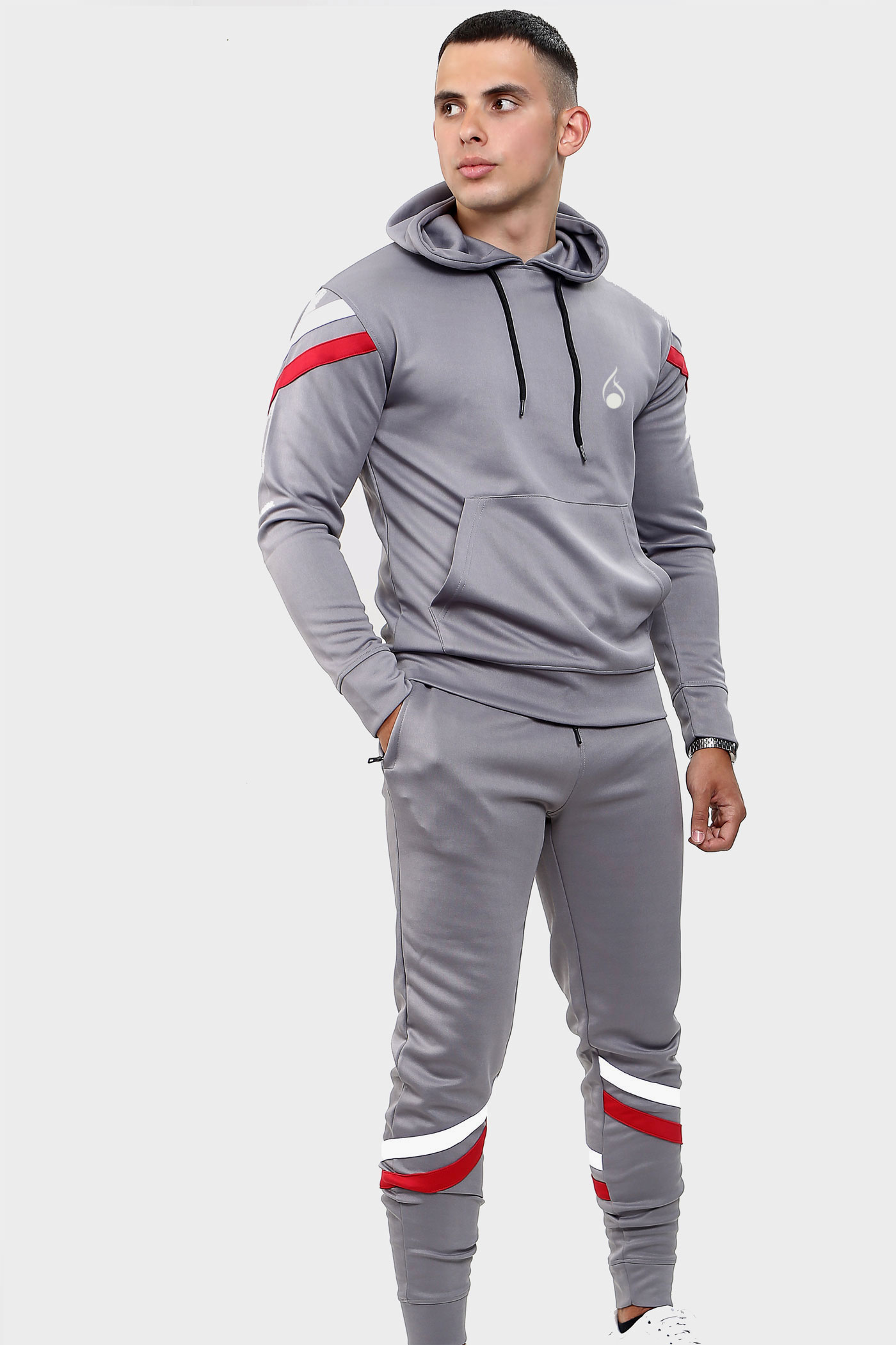 FASHIONi Core Poly Hooded Tracksuit Grey