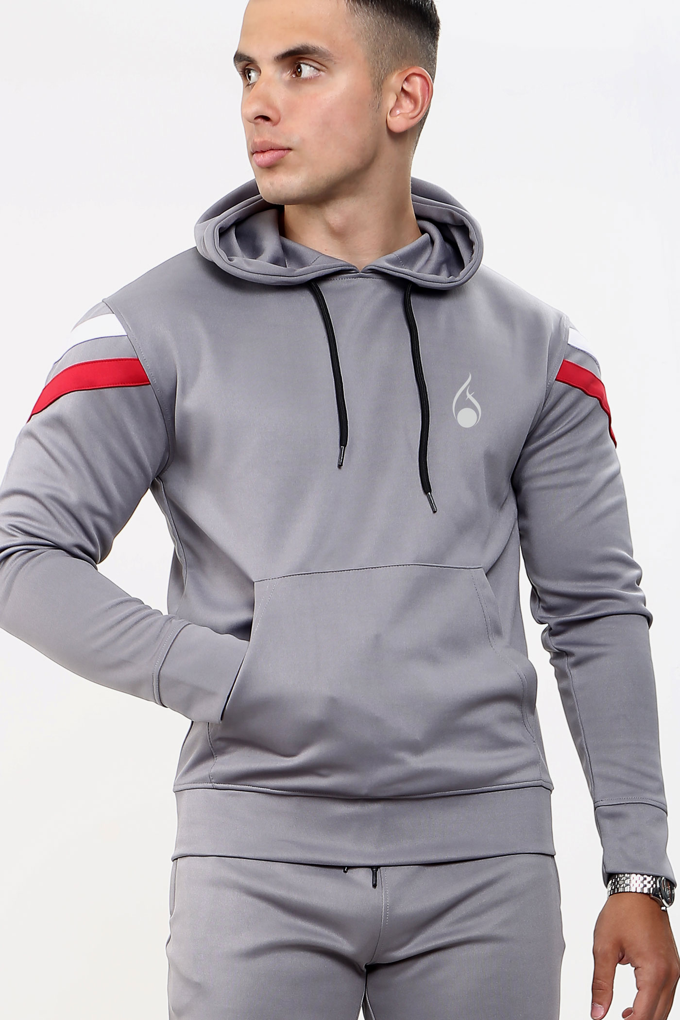 FASHIONi Core Poly Hooded Tracksuit Grey - Image 2