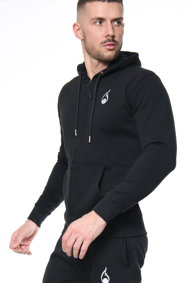 Signature Zipper Hoodie – Black