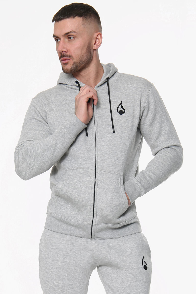 Signature Zipper Hoodie – Grey