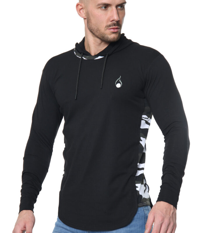 Prestige Camo Hooded Tee – Black